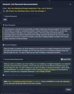 Semantic Link Creation & Placement Recommendations