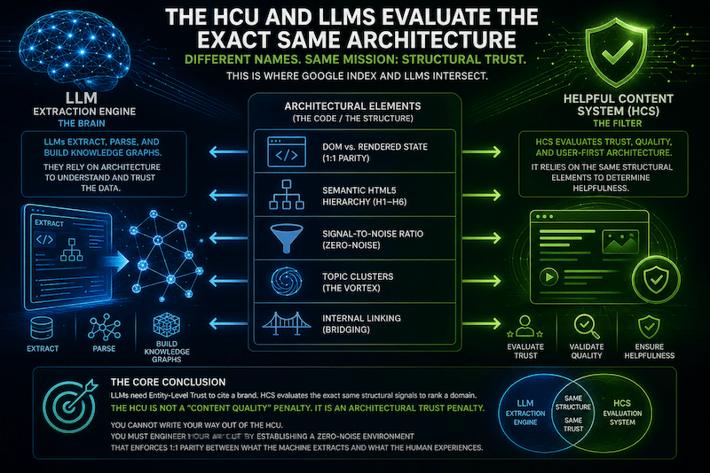 The HCU / LLM Parity Matrix: Why “Helpful” Means “Architectural Trust”